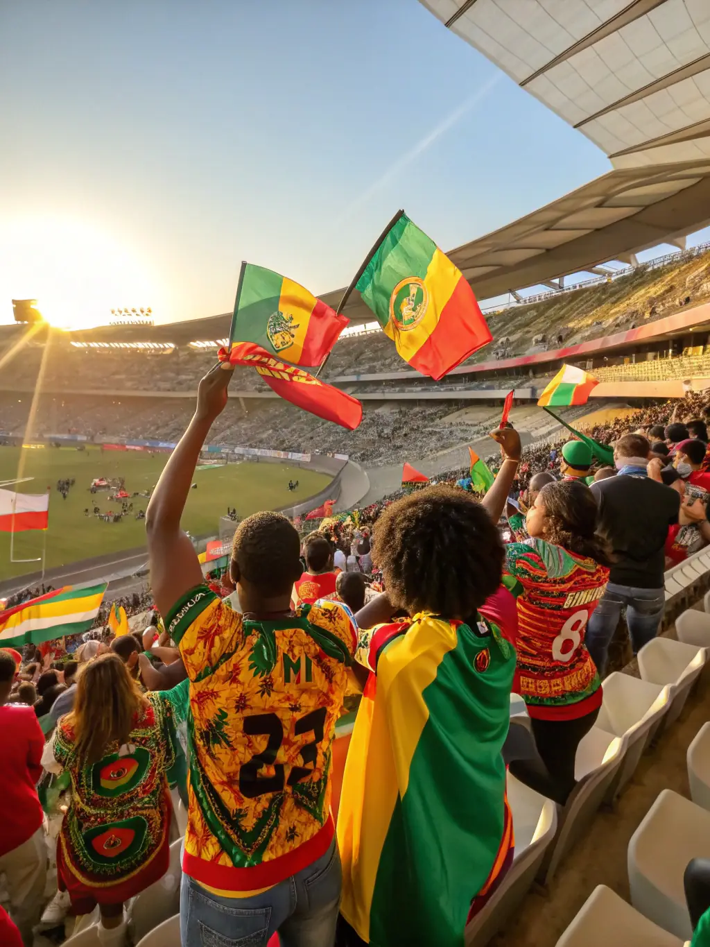 A captivating image of fans celebrating during a FIFA World Cup qualifying match, highlighting the passion and national pride.