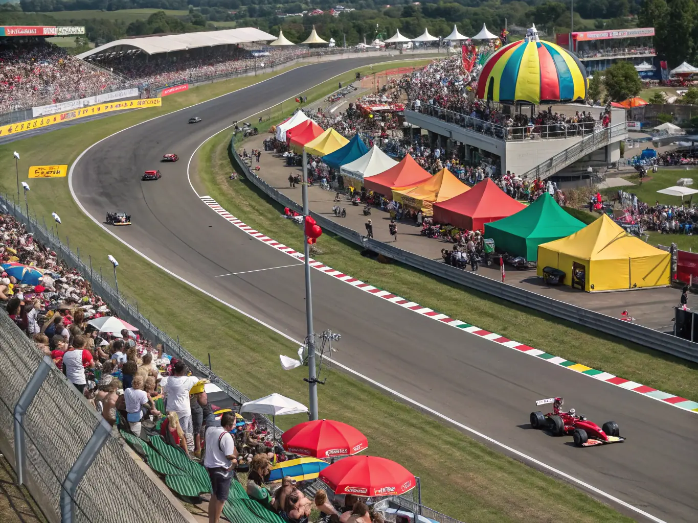 A dynamic shot of the starting grid at the Italian Grand Prix in Monza, with cars lined up and ready to accelerate. The image conveys the anticipation and energy before the race begins.